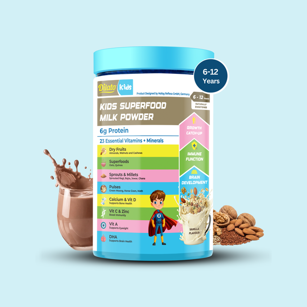 <h4><span style="text-decoration:underline"><em>Kids superfood milk powder</em></span></h4>